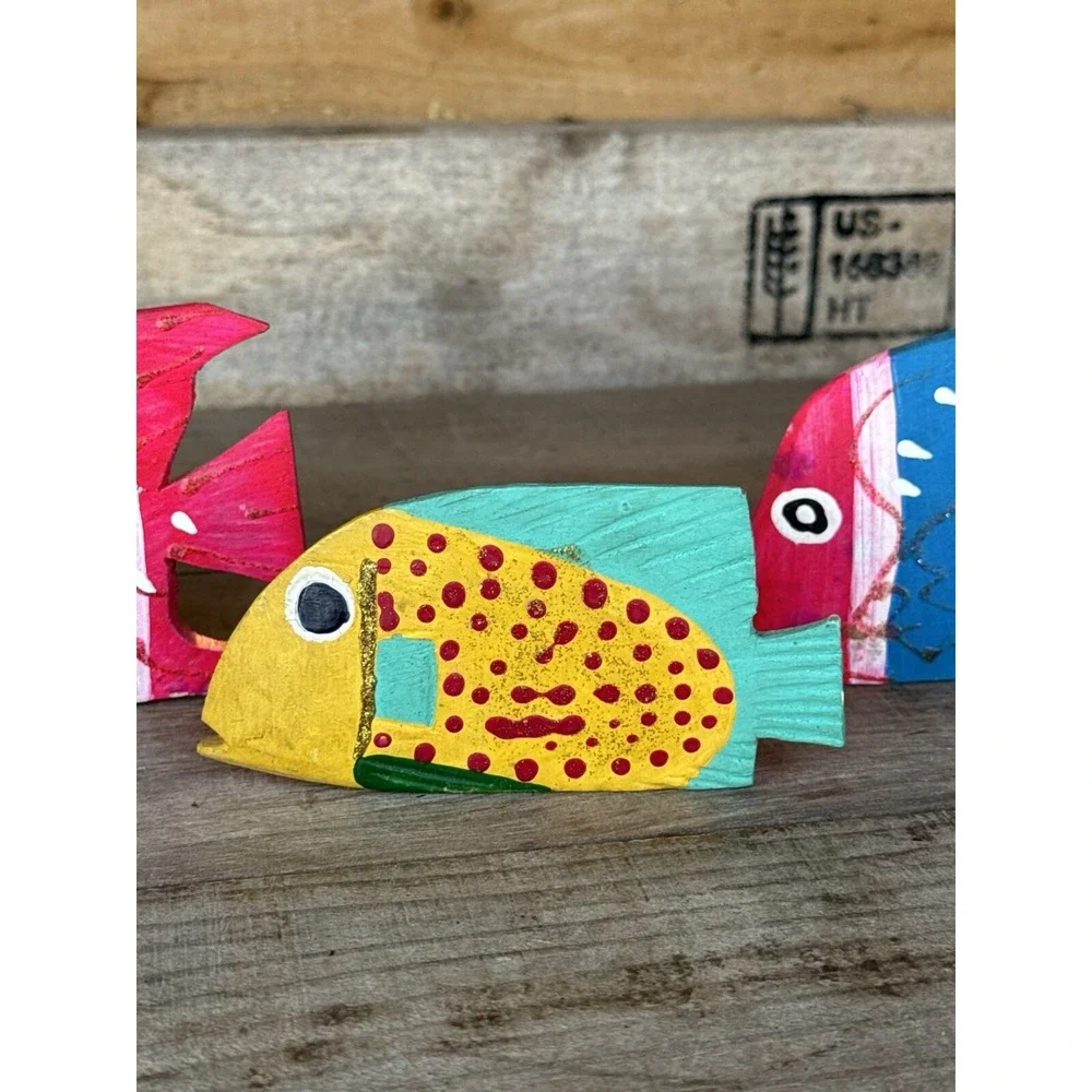Vintage Wooden Hand Carved Hand Pained‎ Fish Decor Tropical Fish Decor